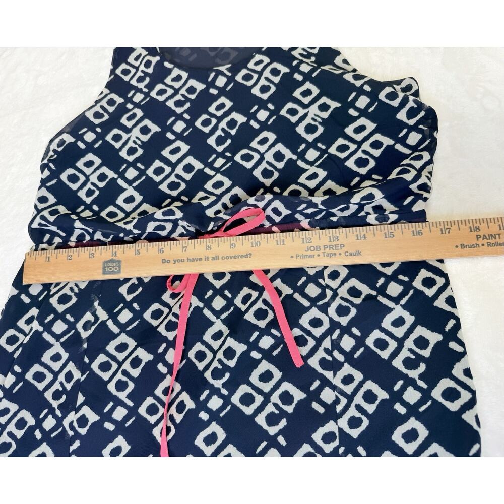 THML Dress Women's Sz S Navy White Hot Pink Tribal Print Maxi Sleeveless - Picture 10 of 11